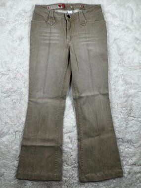 Guess Jeans Bell Bottom Flare Beige Denim Stretch Y2K Retro 2000s Size 32x28